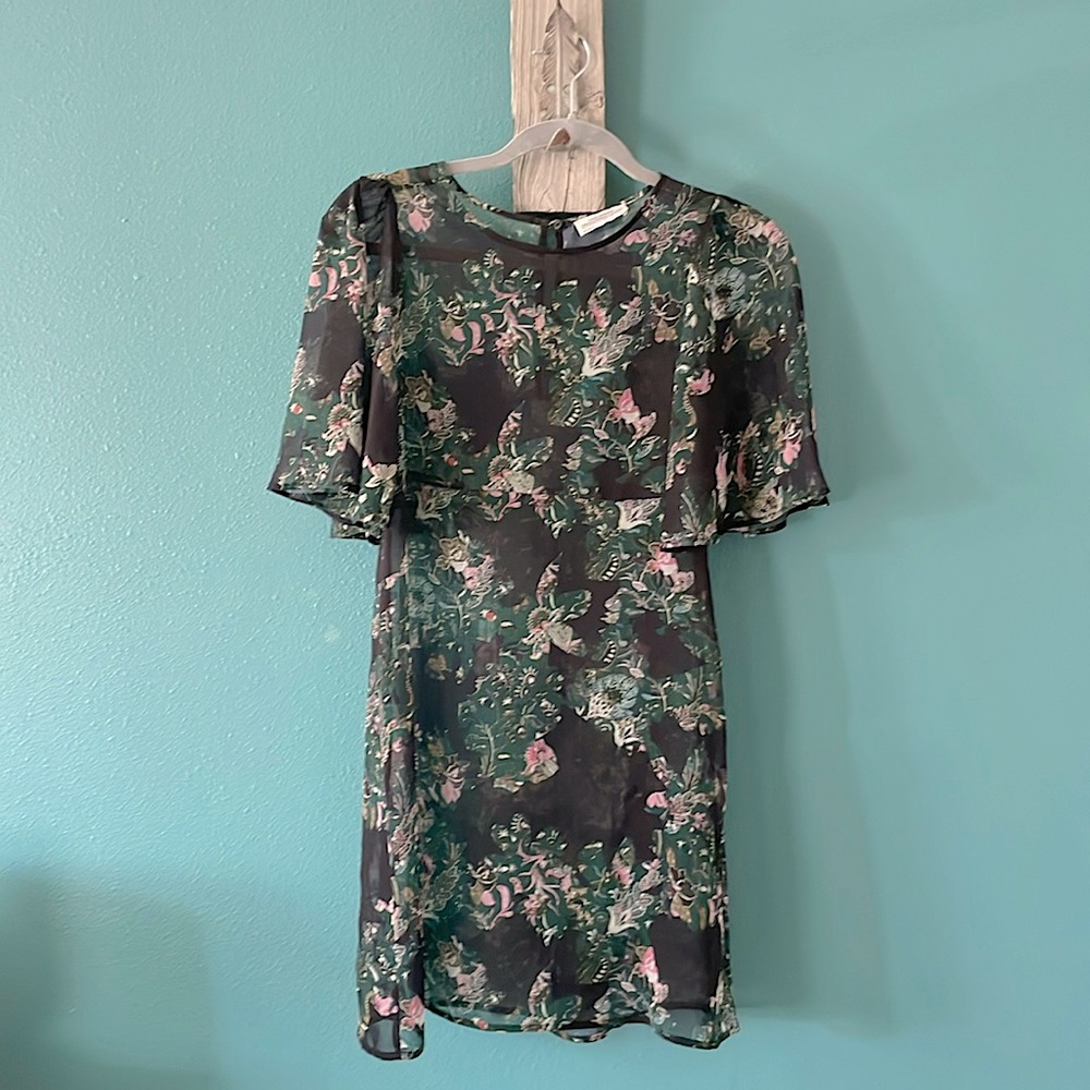 Zara Woman XS sheer floral cocktail dress